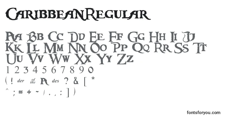 Czcionka CaribbeanRegular – alfabet, cyfry, specjalne znaki