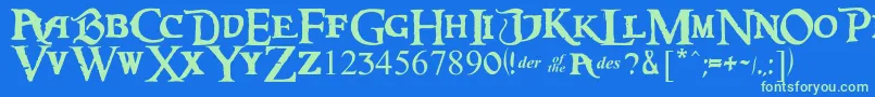 CaribbeanRegular Font – Green Fonts on Blue Background