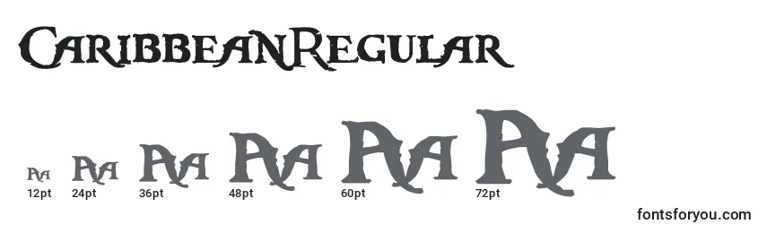 Размеры шрифта CaribbeanRegular