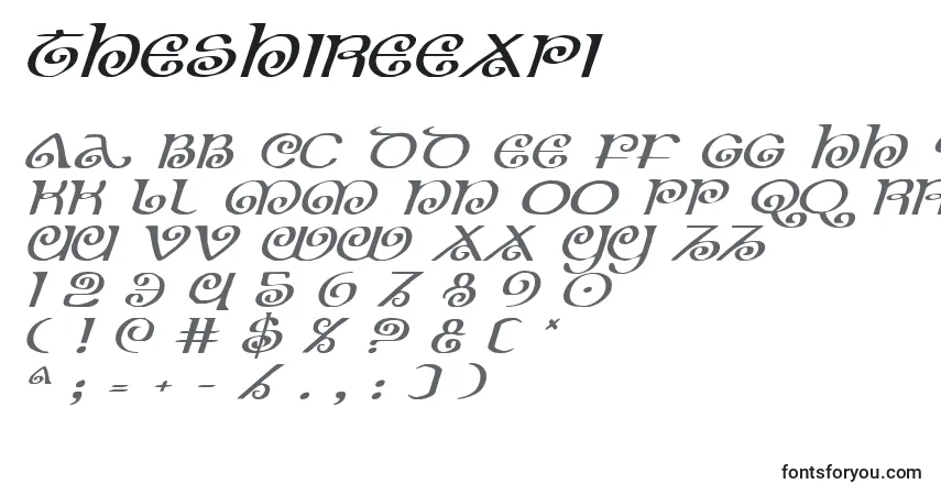 A fonte Theshireexpi – alfabeto, números, caracteres especiais
