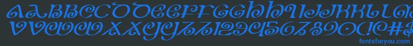 フォントTheshireexpi – 黒い背景に青い文字