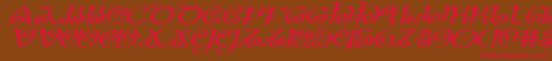 Theshireexpi-Schriftart – Rote Schriften auf braunem Hintergrund
