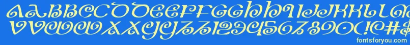 フォントTheshireexpi – 黄色の文字、青い背景