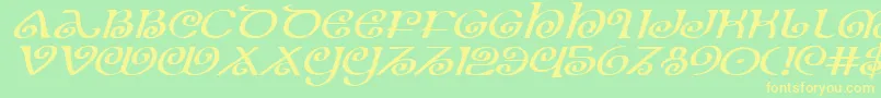 フォントTheshireexpi – 黄色の文字が緑の背景にあります