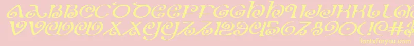 Theshireexpi-Schriftart – Gelbe Schriften auf rosa Hintergrund