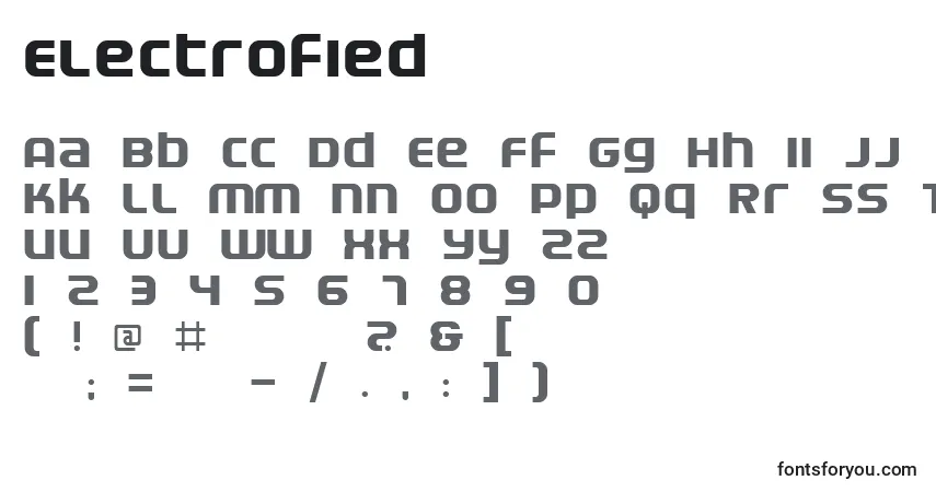 Шрифт Electrofied – алфавит, цифры, специальные символы