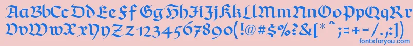 フォントRichmondfrakturLtRegular – ピンクの背景に青い文字