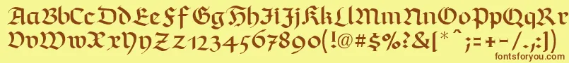 RichmondfrakturLtRegular-Schriftart – Braune Schriften auf gelbem Hintergrund