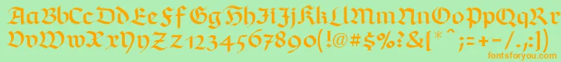 RichmondfrakturLtRegular-Schriftart – Orangefarbene Schriften auf grünem Hintergrund