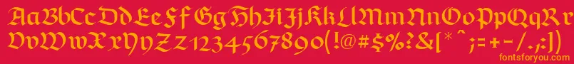 RichmondfrakturLtRegular Font – Orange Fonts on Red Background