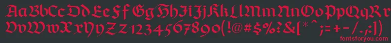 RichmondfrakturLtRegular Font – Red Fonts on Black Background