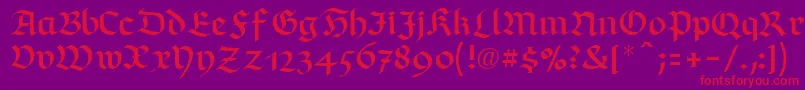 RichmondfrakturLtRegular-Schriftart – Rote Schriften auf violettem Hintergrund