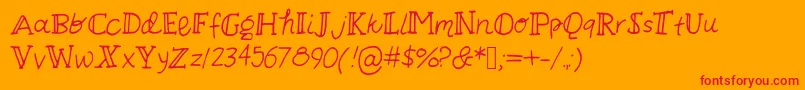 Askeses-Schriftart – Rote Schriften auf orangefarbenem Hintergrund