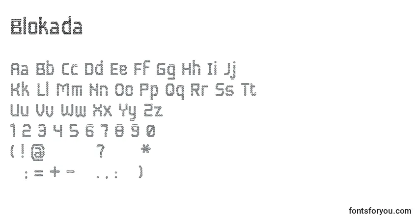 Czcionka Blokada – alfabet, cyfry, specjalne znaki