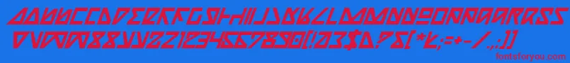 フォントNickTurboBoldItalic – 赤い文字の青い背景