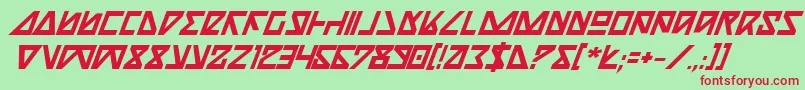 NickTurboBoldItalic-Schriftart – Rote Schriften auf grünem Hintergrund