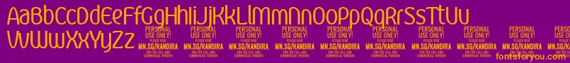 フォントKandiraRegPersonalUse – 紫色の背景にオレンジのフォント