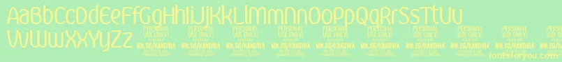 KandiraRegPersonalUse Font – Yellow Fonts on Green Background
