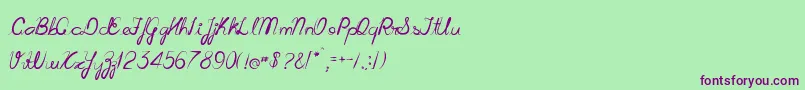 Cursiva-fontti – violetit fontit vihreällä taustalla