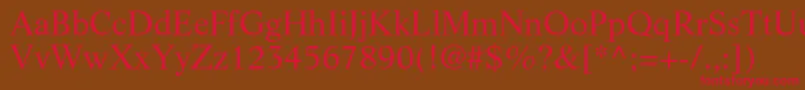 フォントLifeltstdRoman – 赤い文字が茶色の背景にあります。