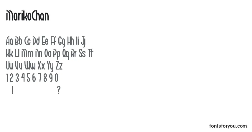 MarikoChan-fontti – aakkoset, numerot, erikoismerkit
