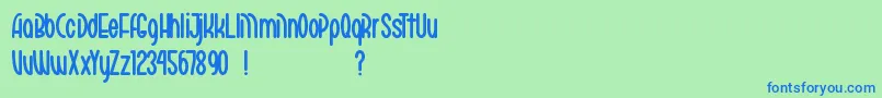 MarikoChan Font – Blue Fonts on Green Background