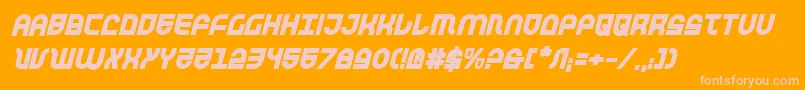 TrekTrooperBoldItalic-Schriftart – Rosa Schriften auf orangefarbenem Hintergrund