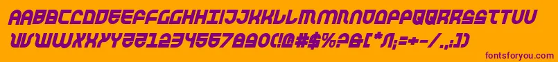 TrekTrooperBoldItalic-fontti – violetit fontit oranssilla taustalla