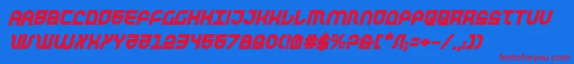 TrekTrooperBoldItalic Font – Red Fonts on Blue Background