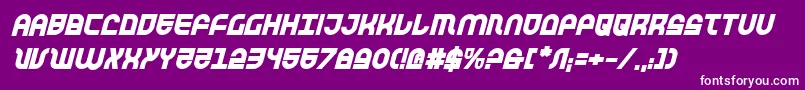 Więcej informacji o czcionce TrekTrooperBoldItalic Czcionka TrekTrooperBoldItalic – białe czcionki na fioletowym tle