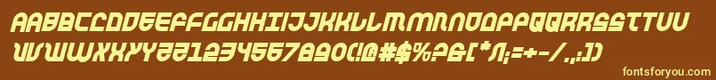 TrekTrooperBoldItalic-fontti – keltaiset fontit ruskealla taustalla