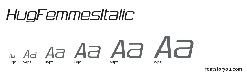 Размеры шрифта HugFemmesItalic
