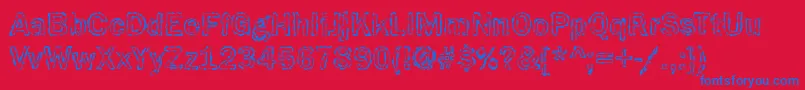 Funky31Bold-Schriftart – Blaue Schriften auf rotem Hintergrund