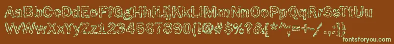 フォントFunky31Bold – 緑色の文字が茶色の背景にあります。