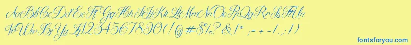 QueenOfTheMoonLight Font – Blue Fonts on Yellow Background