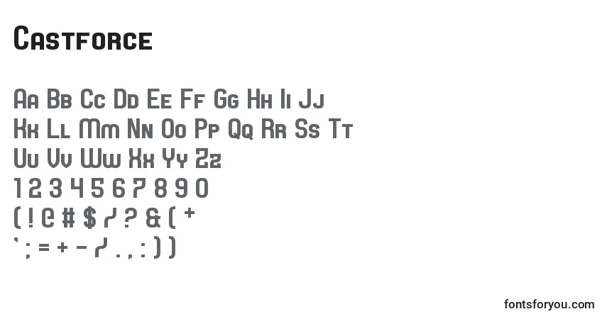 A fonte Castforce – alfabeto, números, caracteres especiais