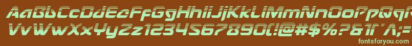 フォントUsangelhalfital – 緑色の文字が茶色の背景にあります。