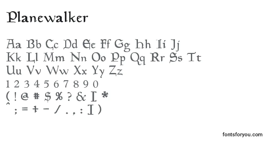 Schriftart Planewalker – Alphabet, Zahlen, spezielle Symbole