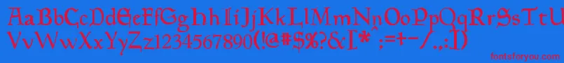 フォントPlanewalker – 赤い文字の青い背景
