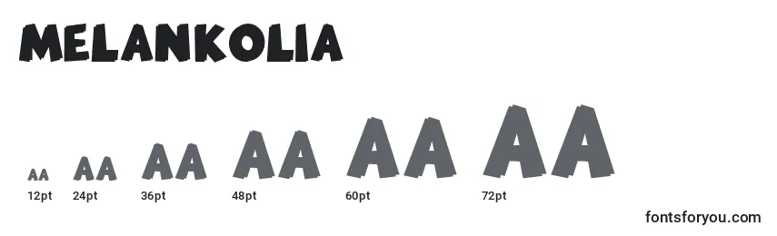 Размеры шрифта Melankolia