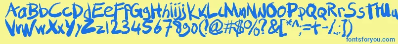 フォントSml ffy – 青い文字が黄色の背景にあります。