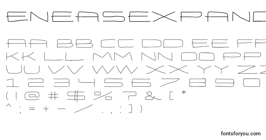 A fonte EneasexpandedRegular – alfabeto, números, caracteres especiais