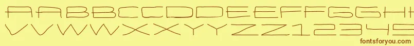 フォントEneasexpandedRegular – 茶色の文字が黄色の背景にあります。