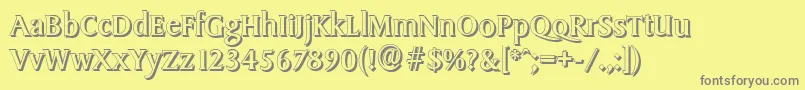 フォントSydneyshadowRegular – 黄色の背景に灰色の文字