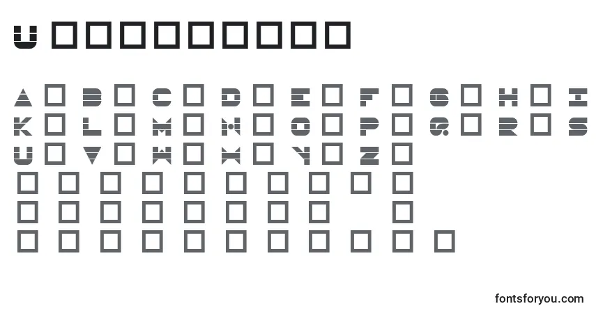 Czcionka Ultrasonic – alfabet, cyfry, specjalne znaki