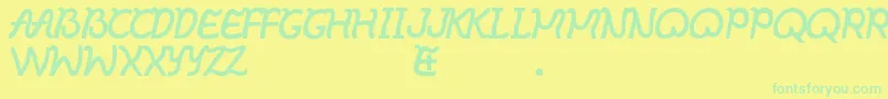 フォントIbayo – 黄色い背景に緑の文字