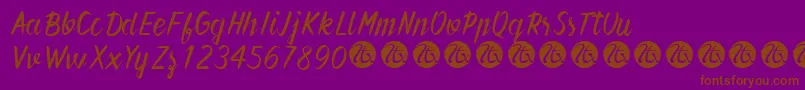 Fonte ForeverBrushScriptDemo – fontes marrons em um fundo roxo