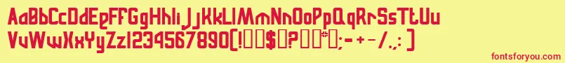 フォントRussianqualityNormal – 赤い文字の黄色い背景