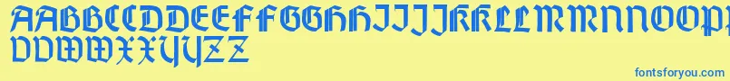 Подробнее о шрифте WallauZierBold Шрифт WallauZierBold – синие шрифты на жёлтом фоне