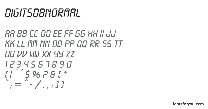 Шрифт DigitsdbNormal – алфавит, цифры, специальные символы